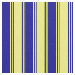 Tissu Bleu jaune et bleu foncé Motif rayé/lin