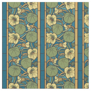 Tissu Bleu jaune Nasturtium Fleur Nouveau Motif