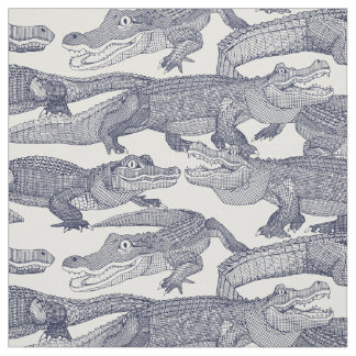 Tissu bleu juste alligators