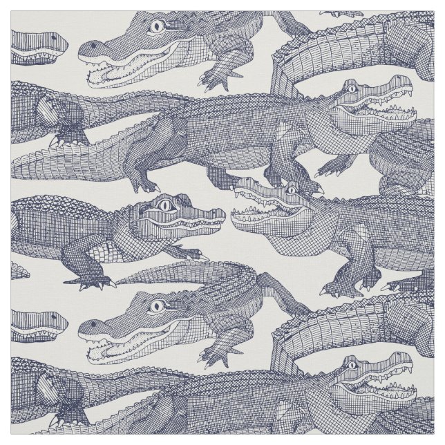 Tissu bleu juste alligators (Échantillon)