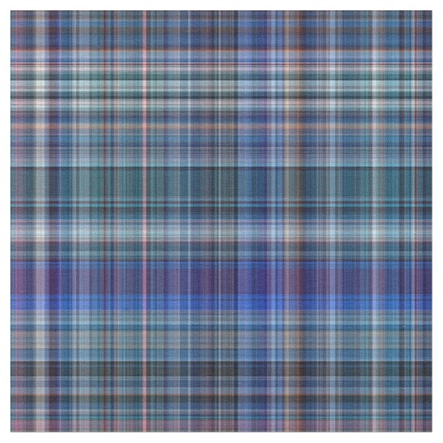 Tissu Bleu Madras Plaid Stripes Imprimer Motif (Fermer)