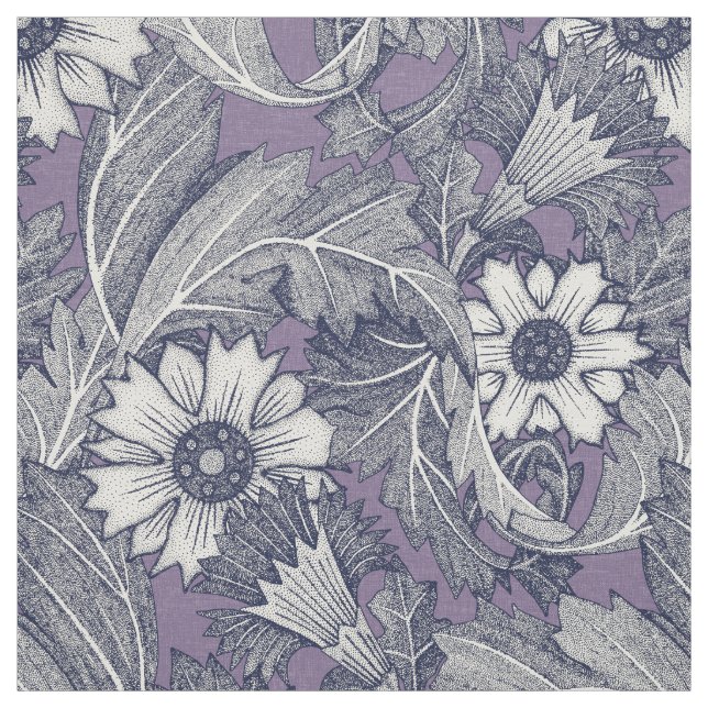 Tissu bleu marine d'acanthus (Échantillon)