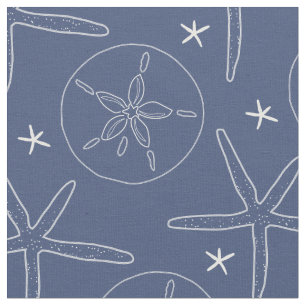 Tissu Bleu marine et blanc poisson étoile de la côte, do