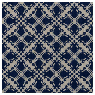 Tissu bleu marine et naturel