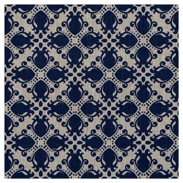 Tissu bleu marine et naturel (Échantillon)