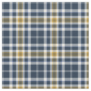 Tissu Bleu marine et plaid sportif d'or jaune