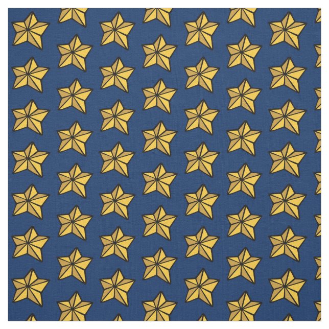 Tissu Bleu Marine Étoile Nautionale Jaune au Yard (Échantillon)