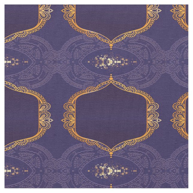 Tissu Bleu marine ou violet avec Mandalas or (Fermer)