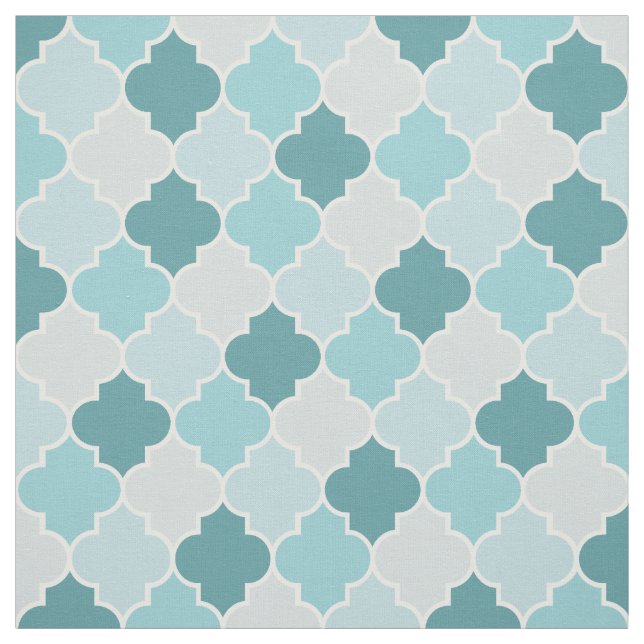 Tissu Bleu Marocain Trellis, Lattes, Quatrefoil (Échantillon)
