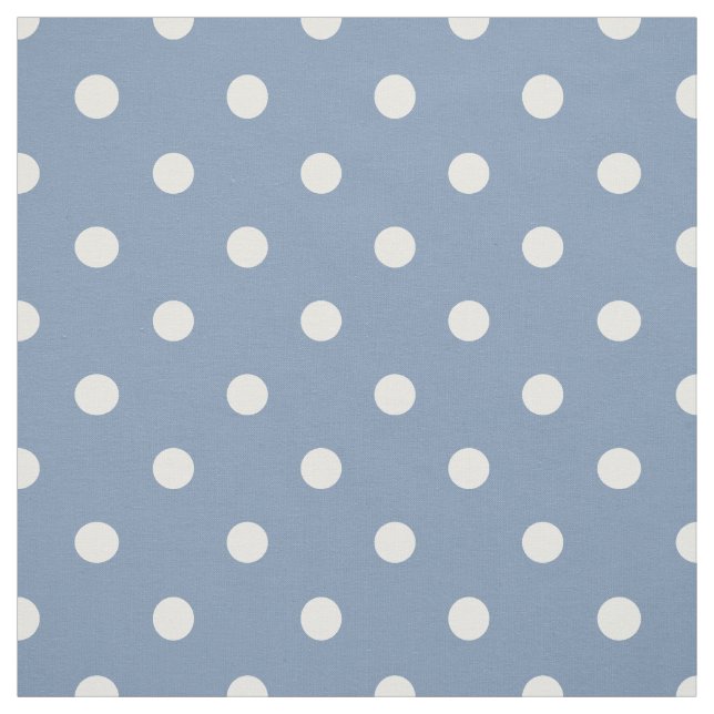 Tissu Bleu moyen pois blancs (Échantillon)