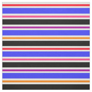 Tissu Bleu noir à bandes multicolores Motif Textile