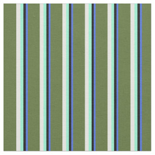 Tissu Bleu, Noir, Aquamarine, Blanc et Vert olive foncé