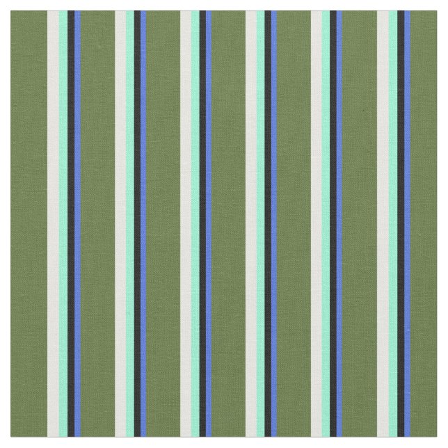 Tissu Bleu, Noir, Aquamarine, Blanc et Vert olive foncé (Fermer)
