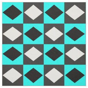 Tissu Bleu noir blanc géométrique Rhombus Diamant