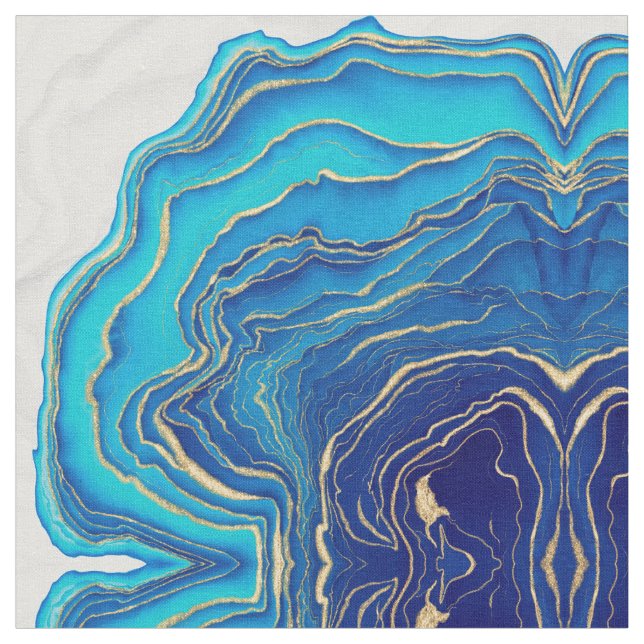 Tissu Bleu Or Liquide peinture Fluid Art Abstrait (Fermer)