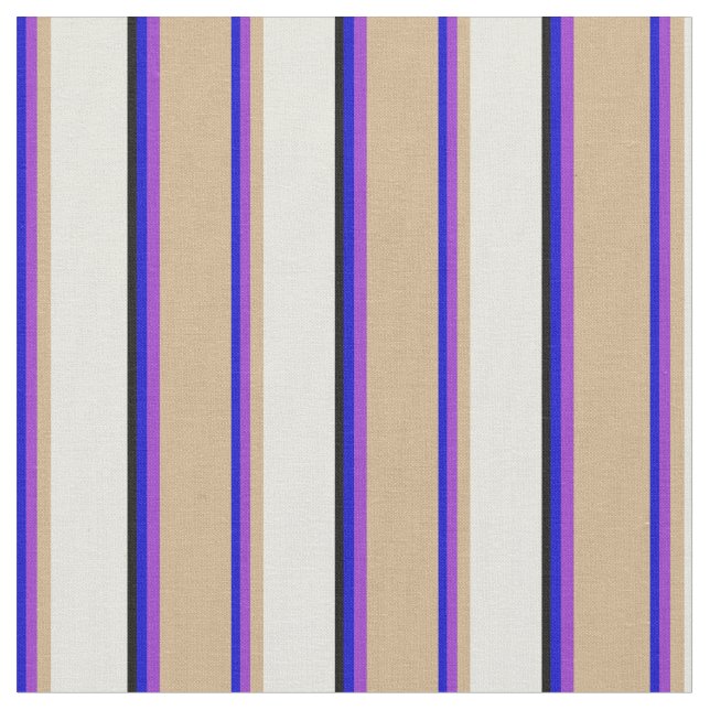 Tissu Bleu, Orchidée foncée, Tan, Beige & Noir (Fermer)