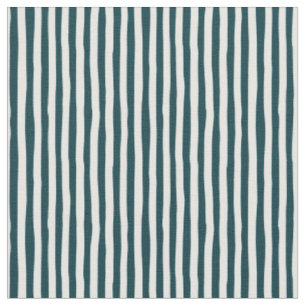 Tissu Bleu paon foncé et rayures bancales blanches