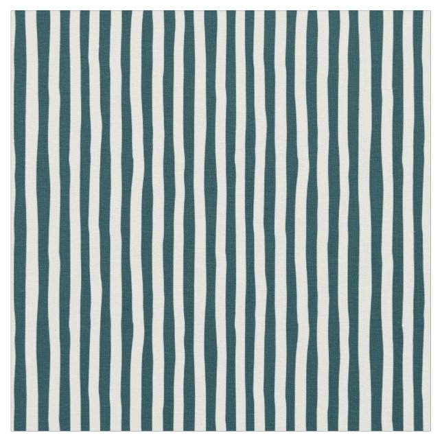 Tissu Bleu paon foncé et rayures bancales blanches (Fermer)