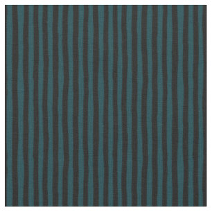 Tissu Bleu Paon Foncé & Rayures Irrégulières Noires