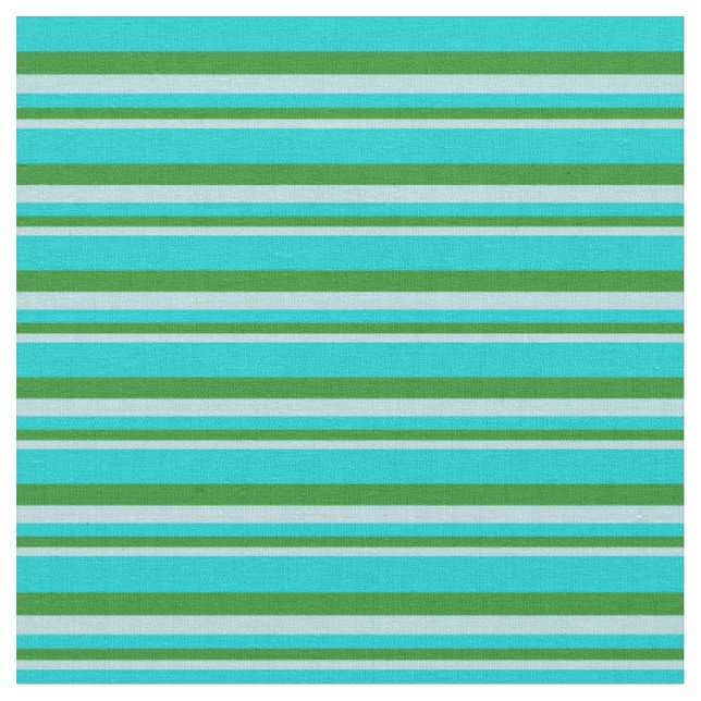 Tissu Bleu Poudre, Vert Forêt & Lignes Turquoise foncé (Fermer)