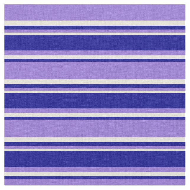 Tissu Bleu pourpre, bleu foncé et rayures beiges (Fermer)