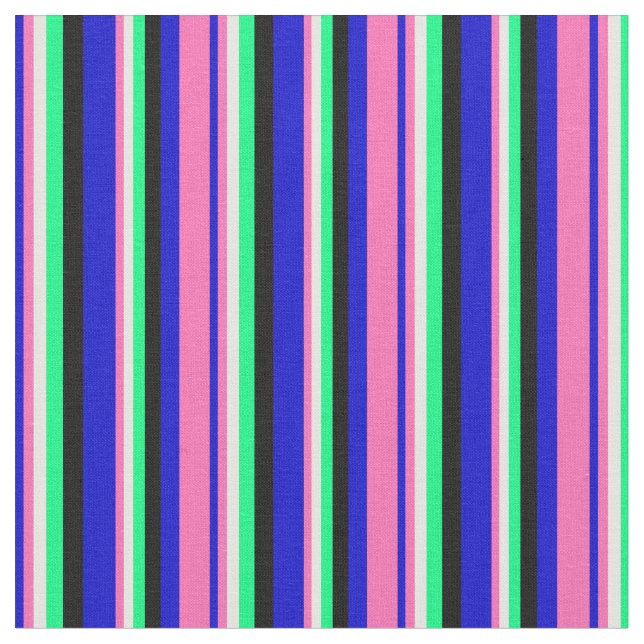 Tissu Bleu, Rose Chaud, Crème à la menthe, Vert & Noir C (Fermer)