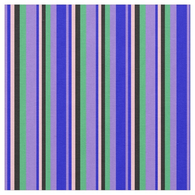 Tissu Bleu, rose, noir et vert de mer (Fermer)