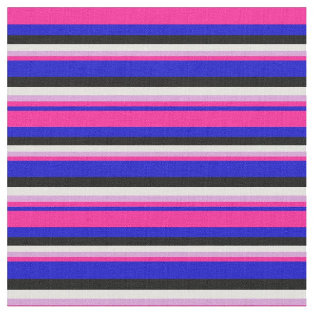 Tissu Bleu, rose profonde, prune, cyan clair et noir (Fermer)