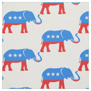 Tissu Bleu rouge bleu républicain éléphant patriotiqu