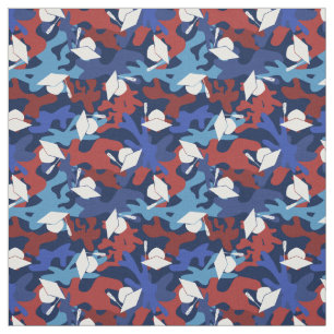 Tissu Bleu rouge Camo Motif Graduation