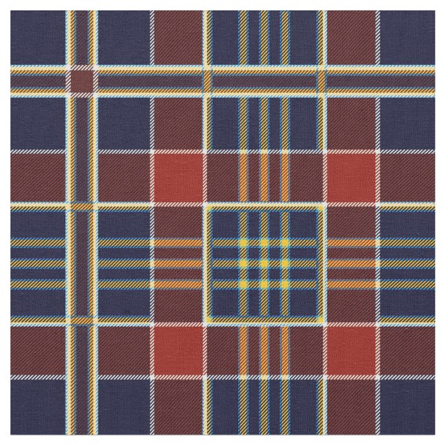 Tissu bleu, rouge et plaqué ocre (Tartan) (Fermer)