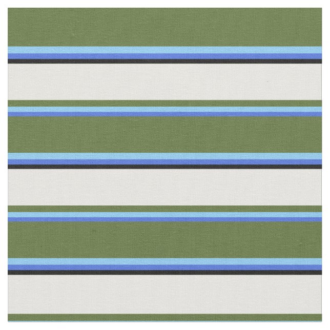 Tissu Bleu royal, bleu ciel, vert olive, blanc et noir (Fermer)