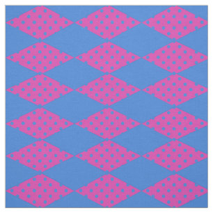 Tissu Bleu royal, motif magenta de patchwork de Faux de