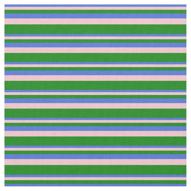 Tissu Bleu royal, rose et vert rayures (Fermer)
