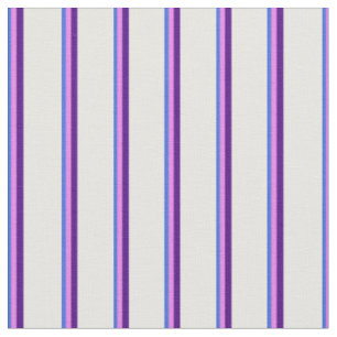 Tissu Bleu Royal, Violet, Indigo & White Stripes