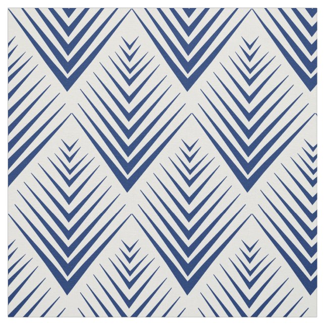 Tissu Bleu sur blanc Motif Fleurs Art Déco (Échantillon)