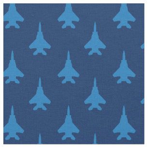 Tissu Bleu sur Bleu Strike Aigle Fighter Jet Motif