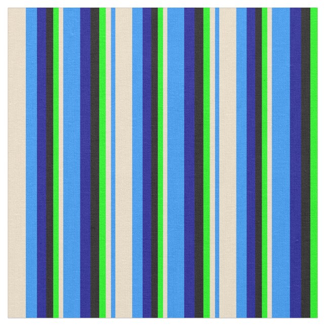 Tissu Bleu, Tan, Lime, Noir et Bleu foncé (Fermer)