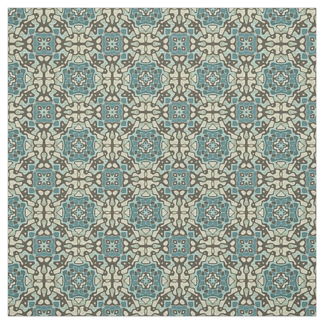 Tissu Bleu Turquoise Vert gris ocre Orient Bali Art (Échantillon)
