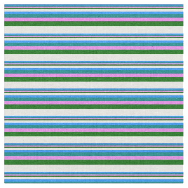 Tissu Bleu, Turquoise, violet, vert foncé et blanc (Fermer)