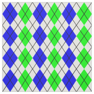 Tissu Bleu Vert Blanc Dessin de diamant en Argyle