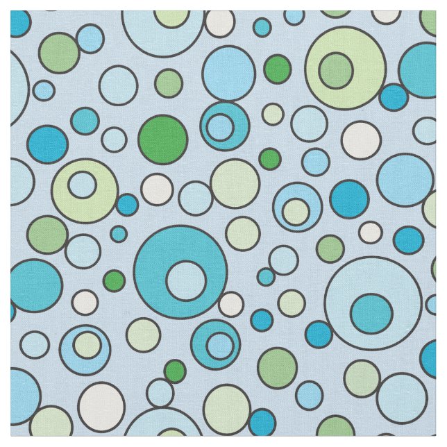 Tissu Bleu Vert Turquoise Bulles Spot Motif Imprimer (Fermer)