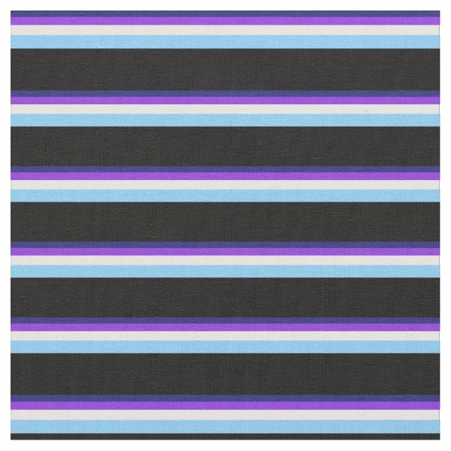 Tissu Bleu, Violet, Blanc, Ciel clair Bleu & Noir (Fermer)