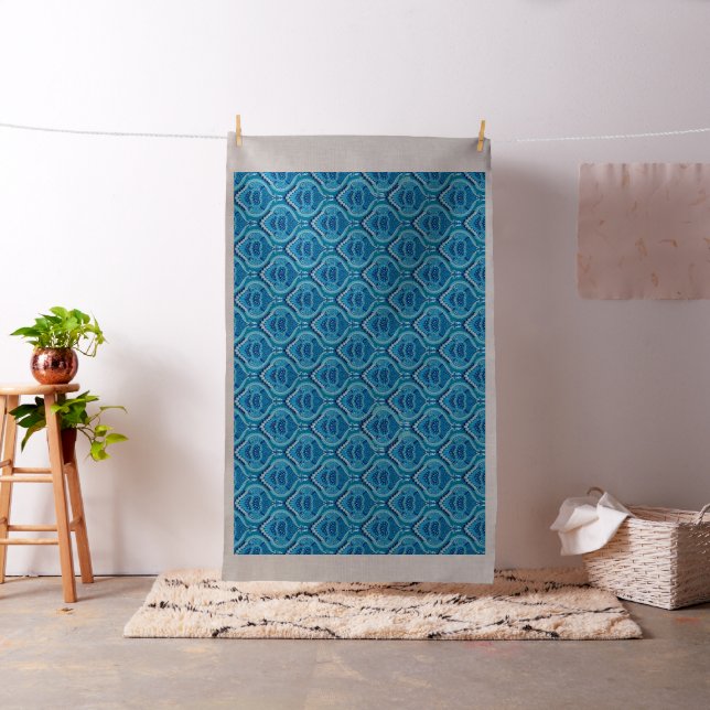 Tissu Bleuâtre - Paisley à plumes (In Situ)