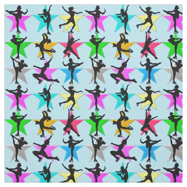 TISSU BLEUE SUPER STAR FIGURE PATINAGE (Échantillon)