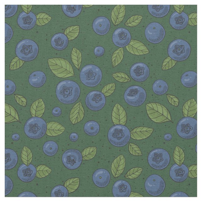 Tissu Bleus sur vert foncé (Fermer)