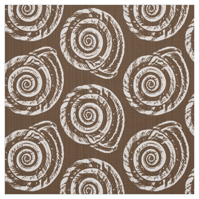 Tissu Bloc de coquillages spiraux Impression, Taupe Tan  (Échantillon)