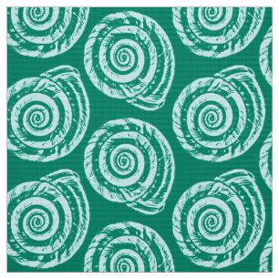 Tissu Bloc de coquillages spiraux Impression, Turquoise