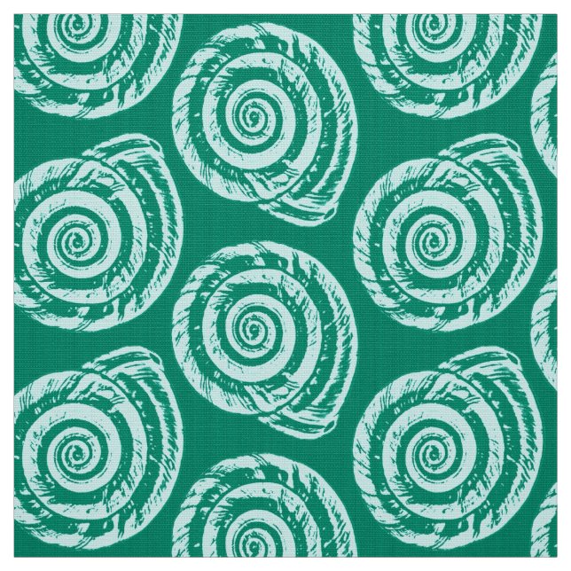Tissu Bloc de coquillages spiraux Impression, Turquoise  (Échantillon)