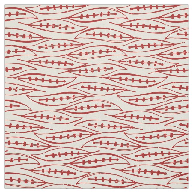 Tissu bloc de feuilles ivoire rouge (Échantillon)